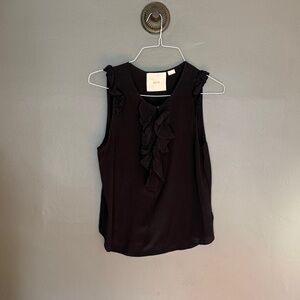 Maeve Black Ruffle Sleeveless Blouse